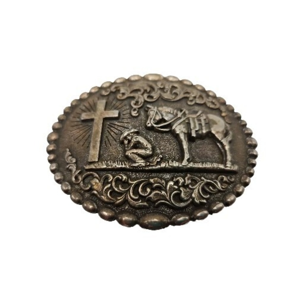 Western Cowboy NOCONA Prayer Belt Buckle Western Horse Cross Americana Saddle